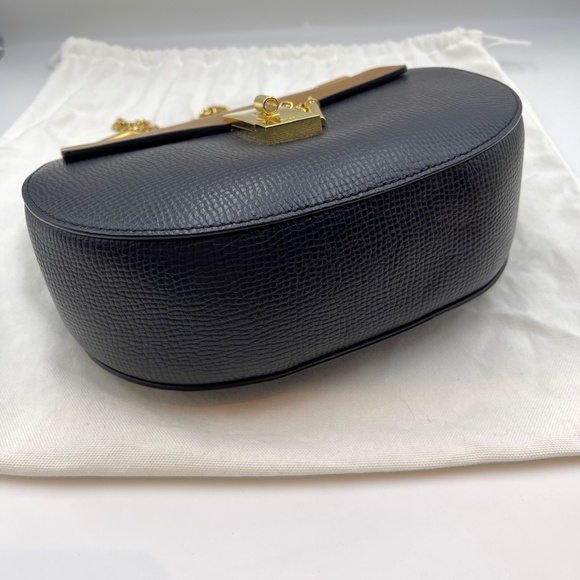 Chloe drew chain leather shoulder crossbody bag navy blue and camel women - Picture 2 of 15